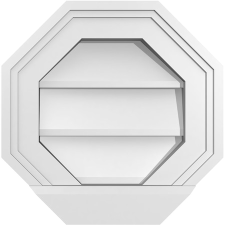 Ekena Millwork Octagonal Surface Mount PVC Gable Vent w/ 2"W x 2"P Brickmould Sill Frame, 12"W x 12"H GVPOC12X1203SN